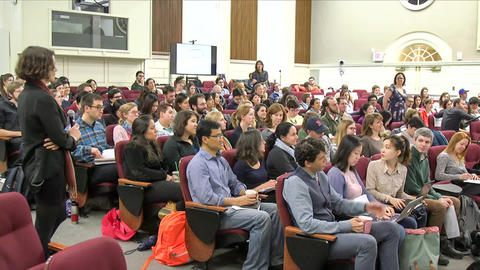 Classroom of students waiting to respond