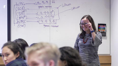 Professor Arlotta teaching in class