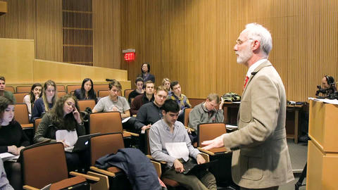 Professor Flehinger teaching in class