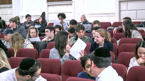 Students discussing in pairs