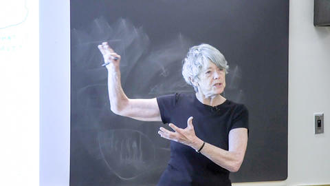 Jane Mansbridge making a point at the board