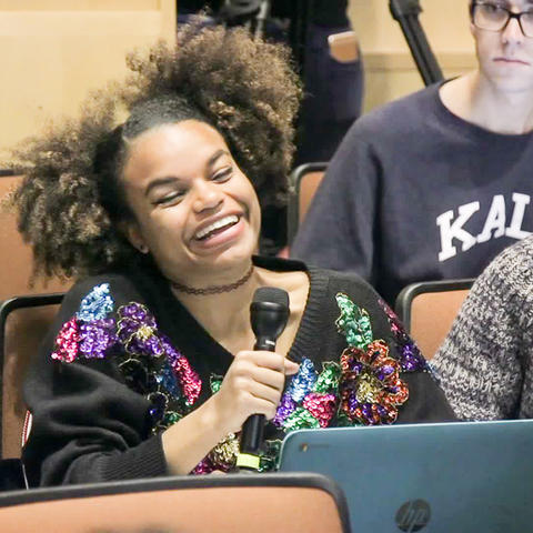 Student speaking in class